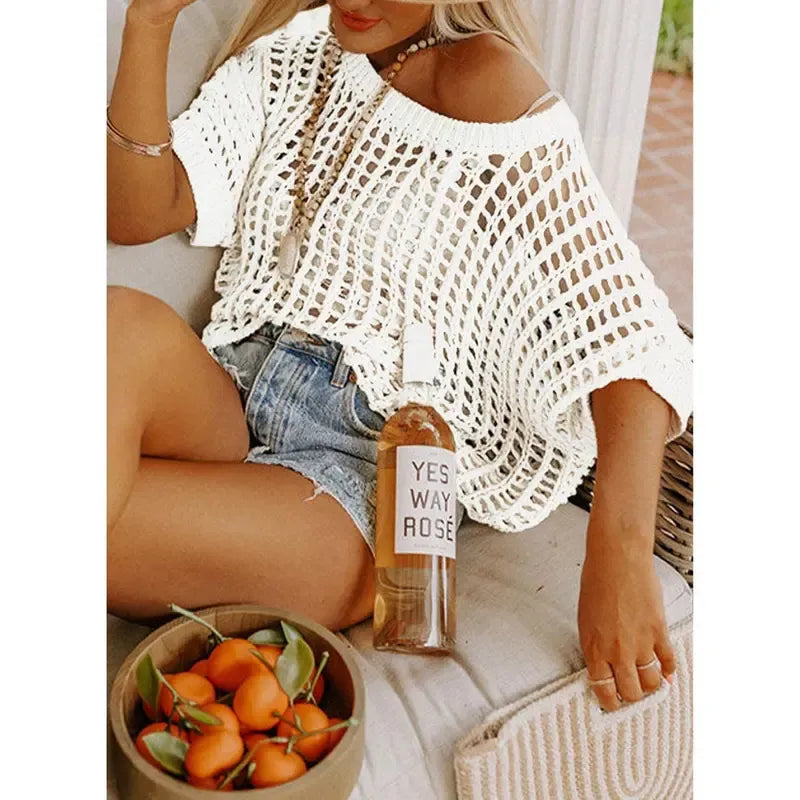 Women'S Summer Round Neck Short Sleeve Sweater
