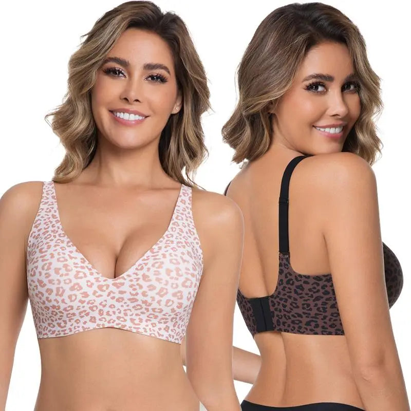 Womens Comfortable Wireless Bras Push Up Bralettes Seamless Tshirts Bras Deep V Everyday Bras