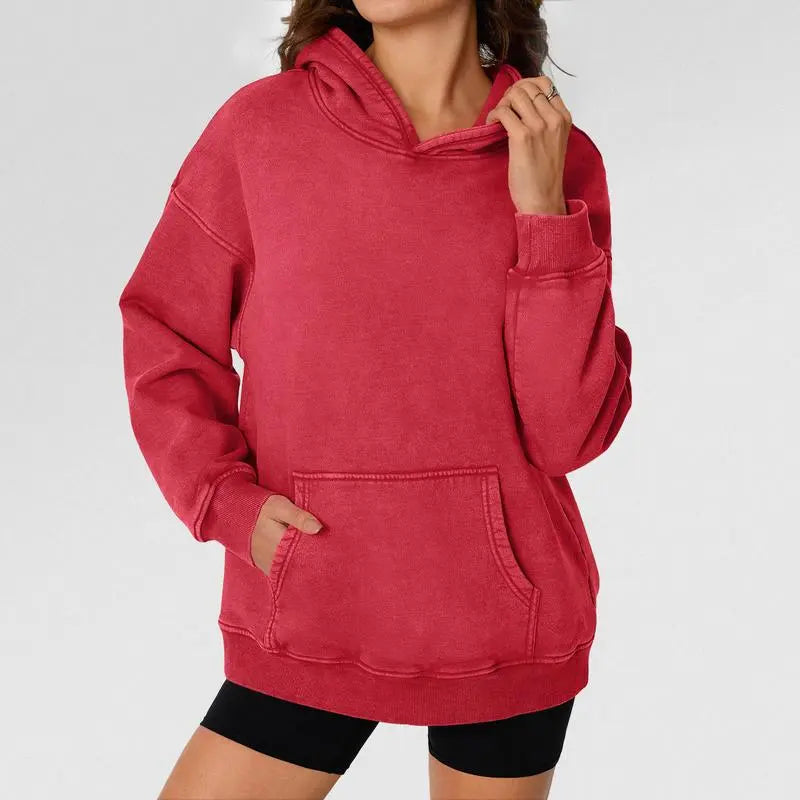 Unisex Casual Oversized Acid Wash Tops Hoodie Pullover-Athletic&Warm