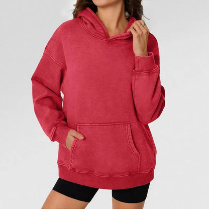 Unisex Casual Oversized Acid Wash Tops Hoodie Pullover-Athletic&Warm
