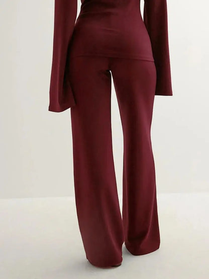 Long Sleeve Top & Straight Leg Pants Set