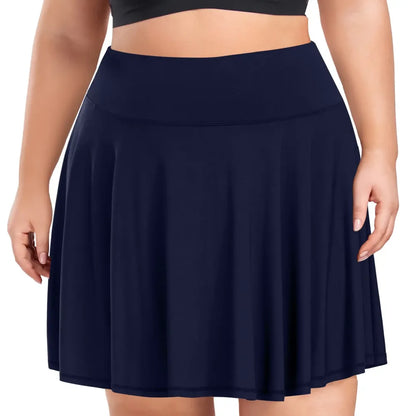 【Plus Size】 Pleated Tennis Skirt with Shorts