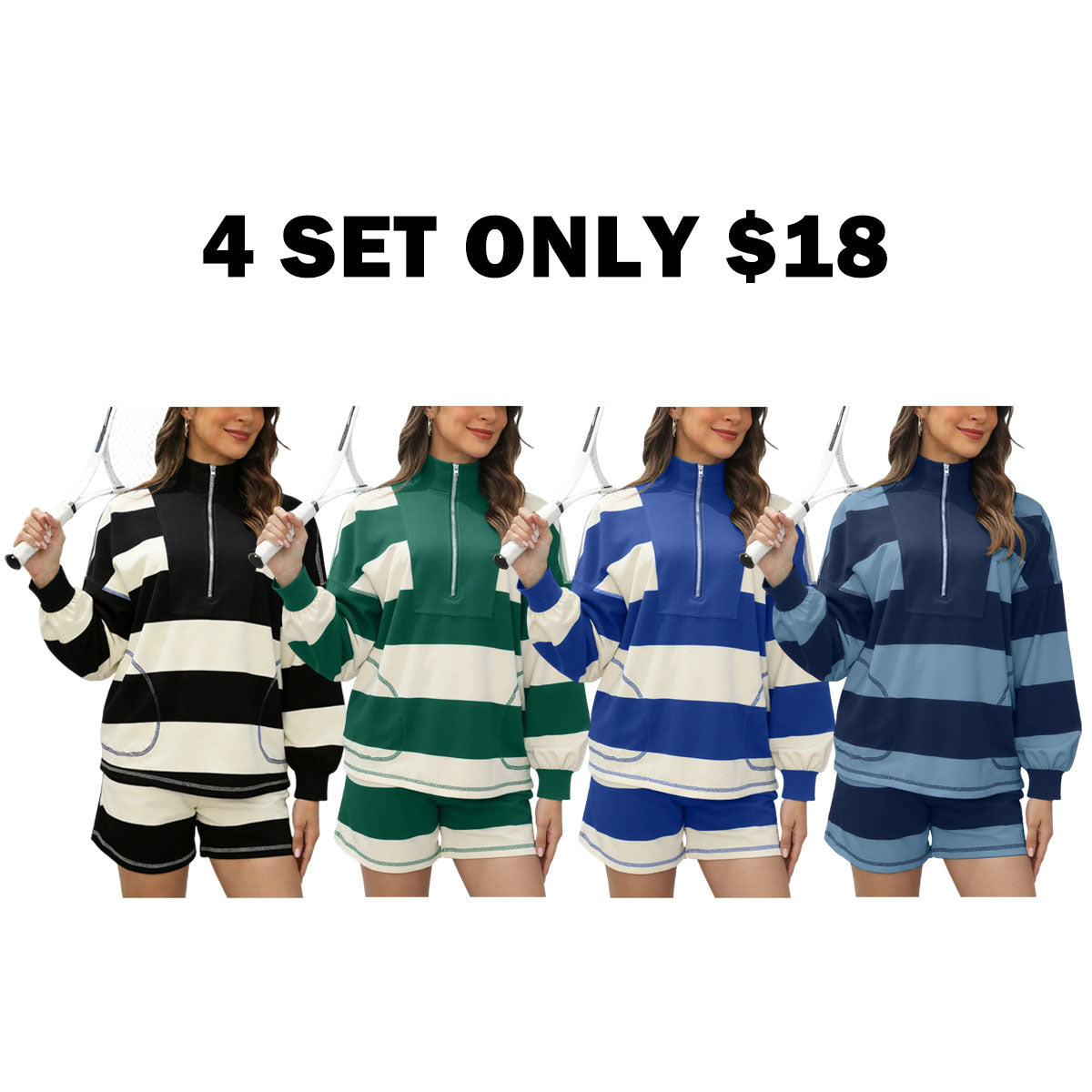 Women's Striped Lounge Set 2 Piece Set