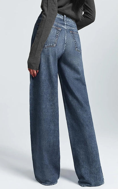 Women's Sweatpant Jeans Print Denim Sweatpants High Waisted Full-Length Wide Leg Pants Baggy Comfort Faux Jeans