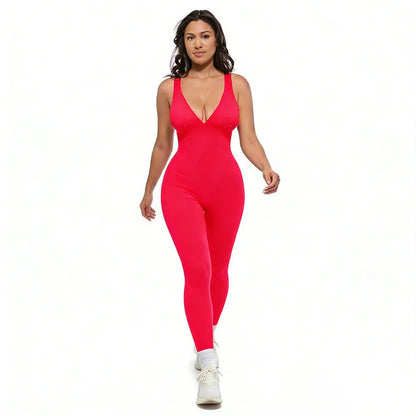 Deep V Shapewear With Chest Support Breathable High-Waisted Tummy Control Jumpsuit