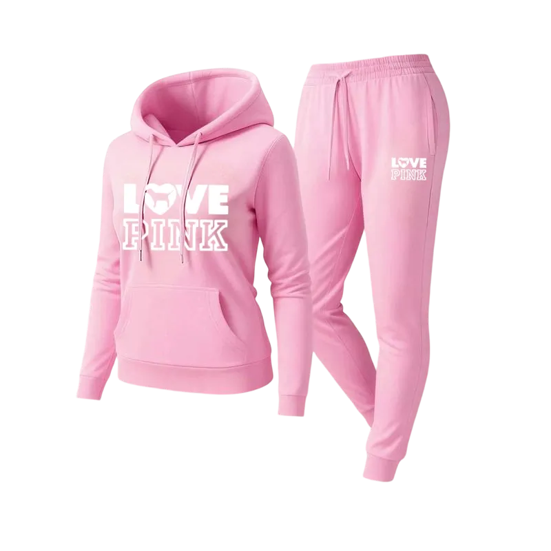 Two-piece set consisting of a letter-print sweatshirt and sweatpants.