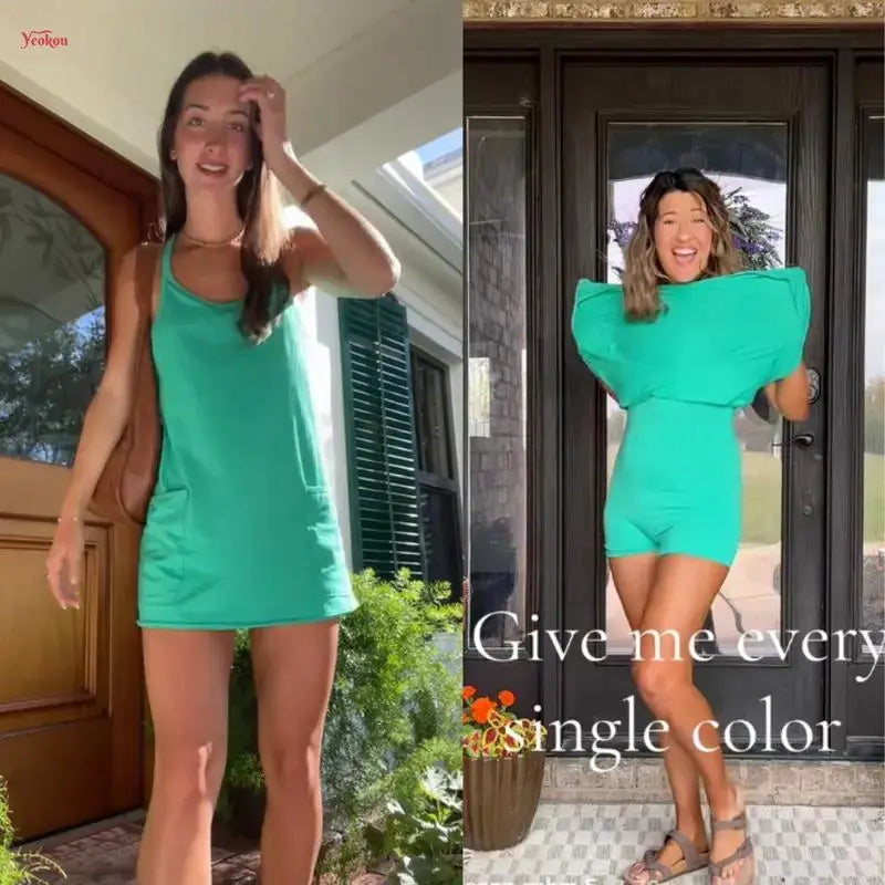 Women's Summer Sleeveless Mini Dress, Casual Sporty Dress, Short Tennis Skirt with Pockets