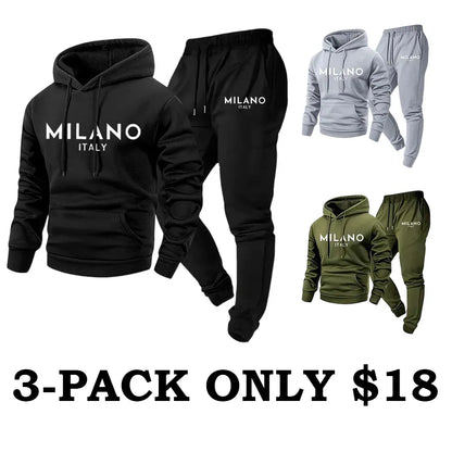 Men's Milano Printed Hoodie and Drawstring Sweatpants Set
