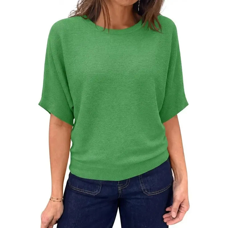 Boat Neck Lightweight Loose Fitting Knit Tops