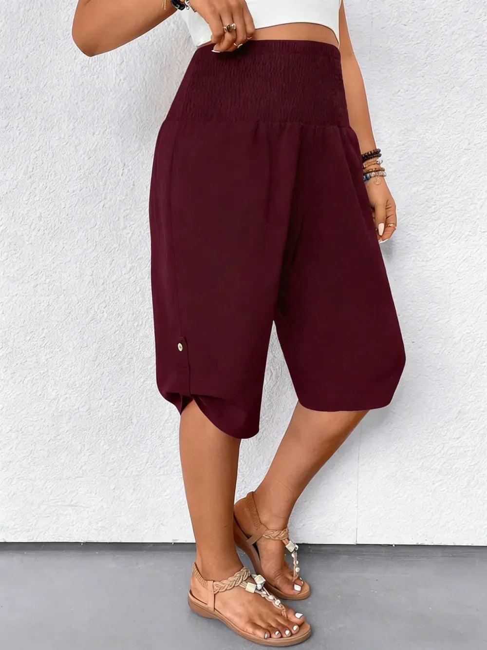 Women's Tummy Control High Waist Fitted Wide Leg Capri Pants