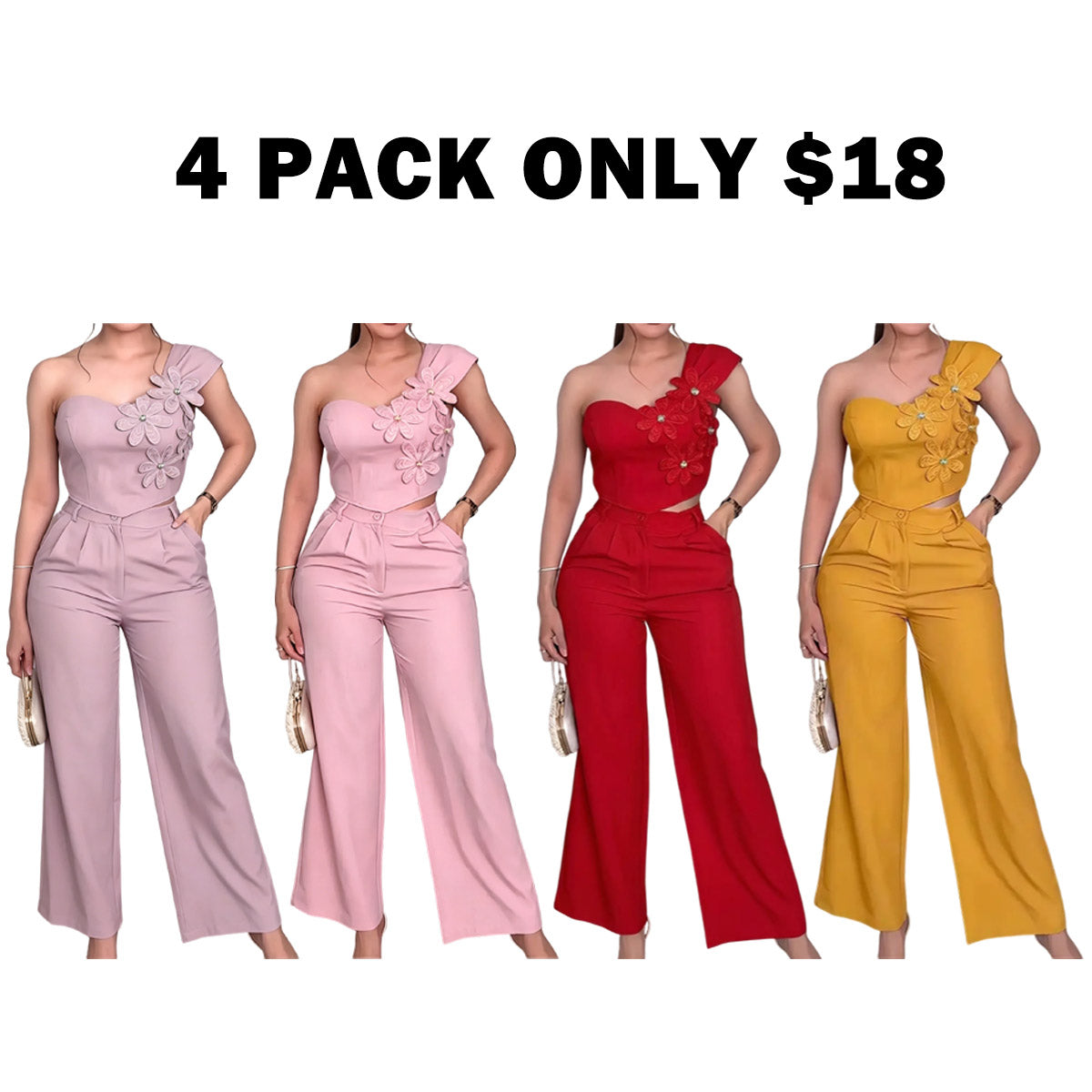 American Style Chic Off-Shoulder Floral Womenswear Set