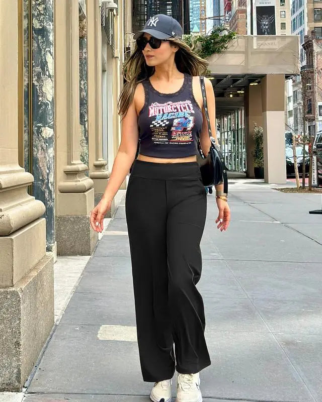 Women's 8-Piece Set Wide-Leg Pants with Pockets
