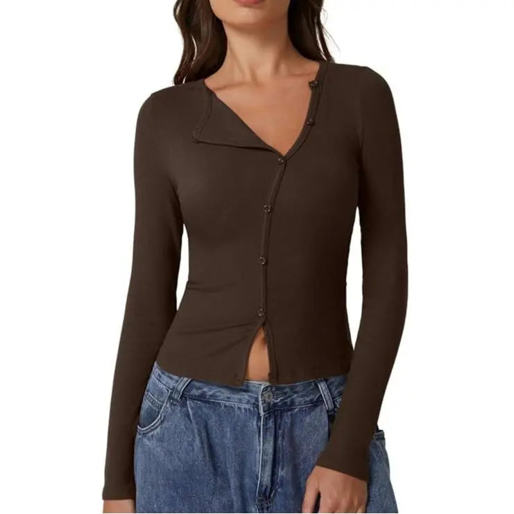 Women's Long Sleeve Ribbed Crewneck Shirts