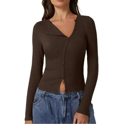 Women's Long Sleeve Ribbed Crewneck Shirts