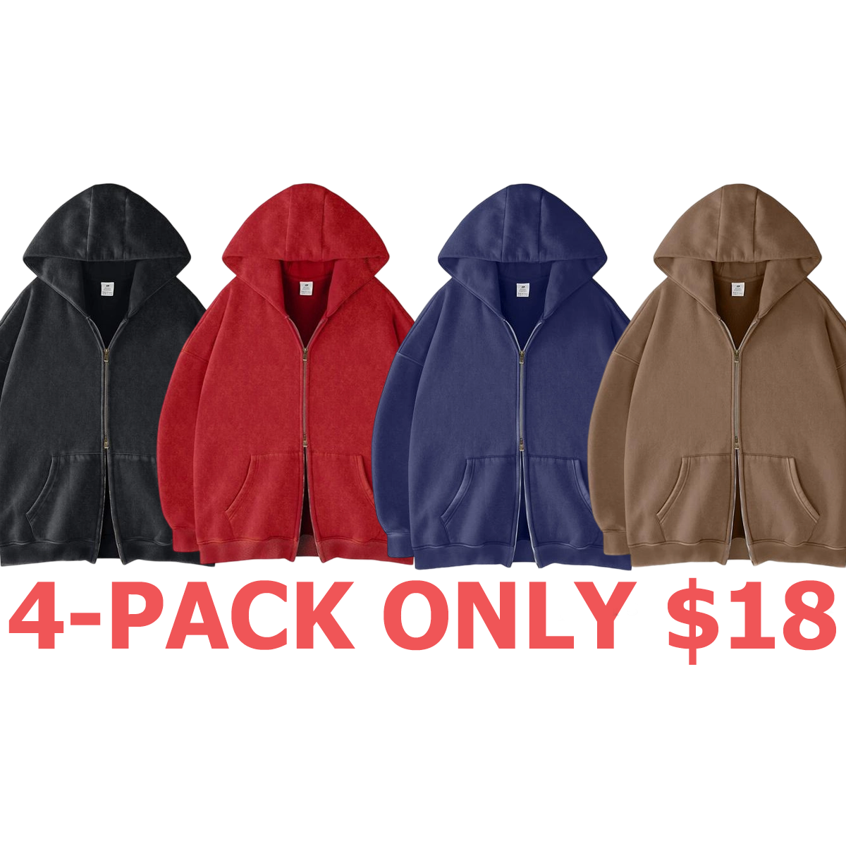 Unisex Oversized Zip-Up Hoodie for Women Plain
