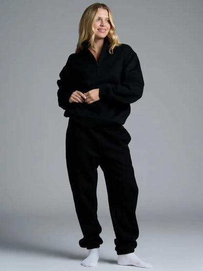 Basic quarter-zip turtleneck sweater set