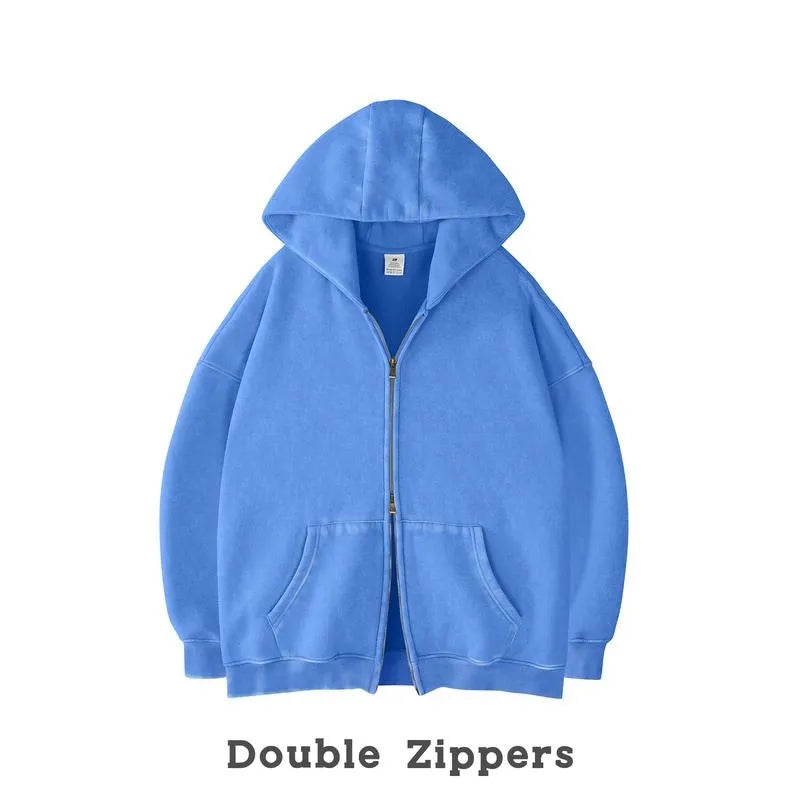 Unisex Oversized Zip-Up Hoodie for Women Plain