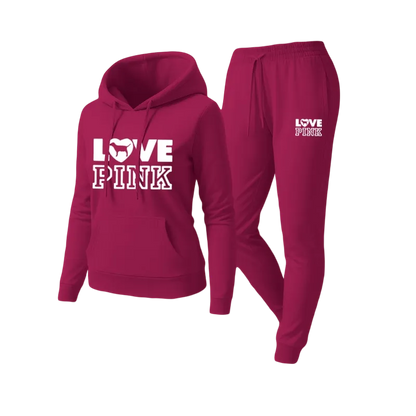 Two-piece set consisting of a letter-print sweatshirt and sweatpants.