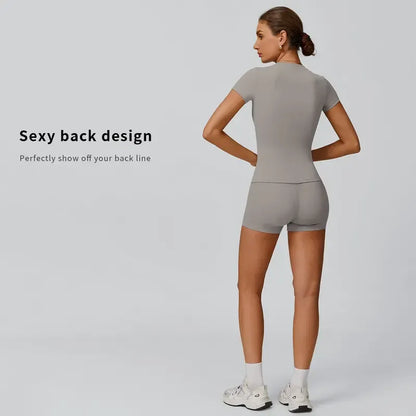 2-Piece Boat Neck Open-Back Workout Set