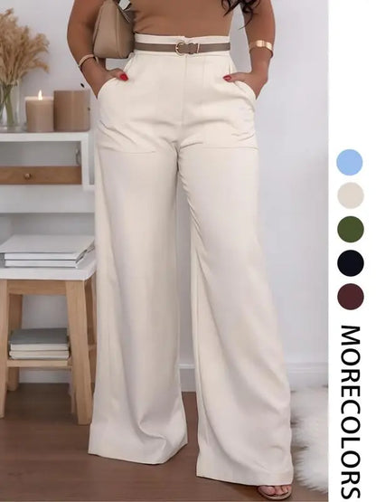 Women's Solid High Waist Wide Leg Pants