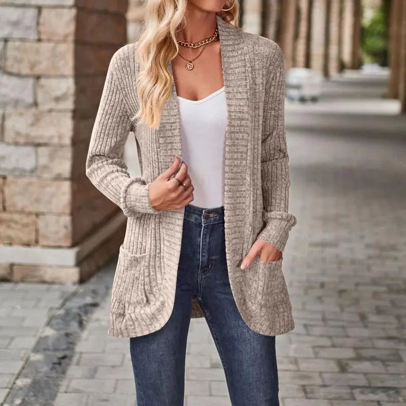 Women 2024 Fall Open Front Long Sleeve Loose Lightweight Knit Sweater
