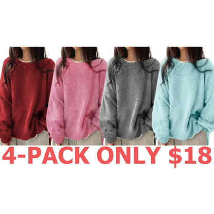 Women's Drop Shoulder Split Hem Sweater, Chic Casual Long Sleeve Round Neck Jumper