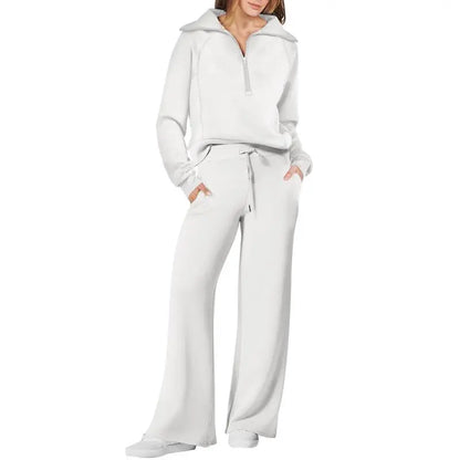 Women 2 Piece Outfits Sweatsuit Set 2025 Fall Oversized Half Zip Sweatshirt