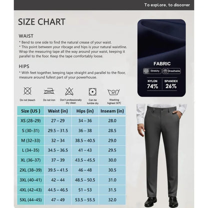 Men's Stretch Dress Pants No Iron Golf Pants Expandable Waist Flat Front Business Casual Pants