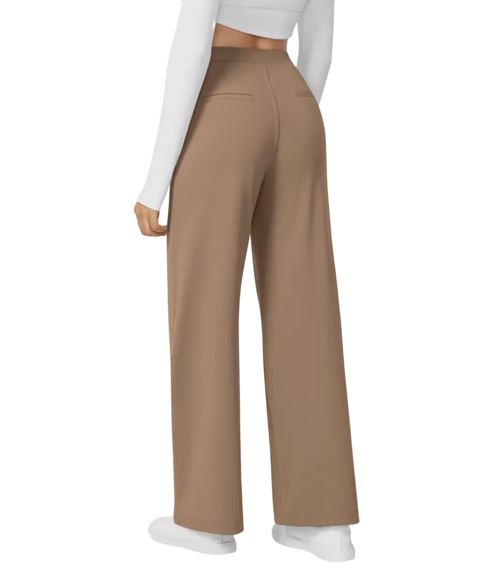 High Waisted Pocket Straight Leg Work Pants