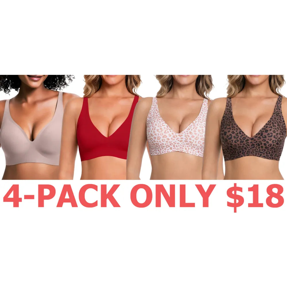 Womens Comfortable Wireless Bras Push Up Bralettes Seamless Tshirts Bras Deep V Everyday Bras