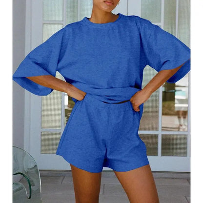 Womens 2 Piece Outfits 3/4 Sleeve Tops and Elastic Waist Shorts Lounge