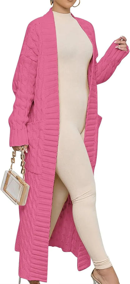 Women's Long Cardigan 2024 Oversized Coat Long Sleeve Open Cardigan Knitted Extra Long Coat Autumn Fashion Jacket Clothes