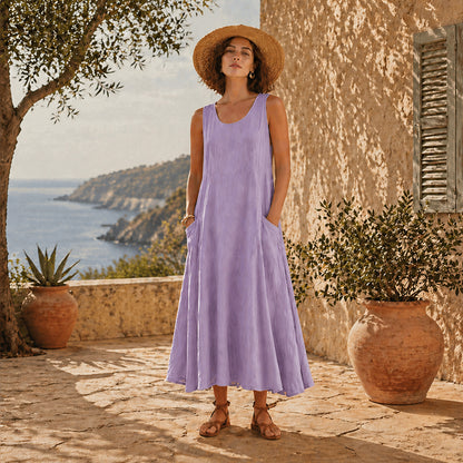 🔥 Last Day Promotion 75% OFF 🔥Women's Sleeveless Cotton And Linen Dress
