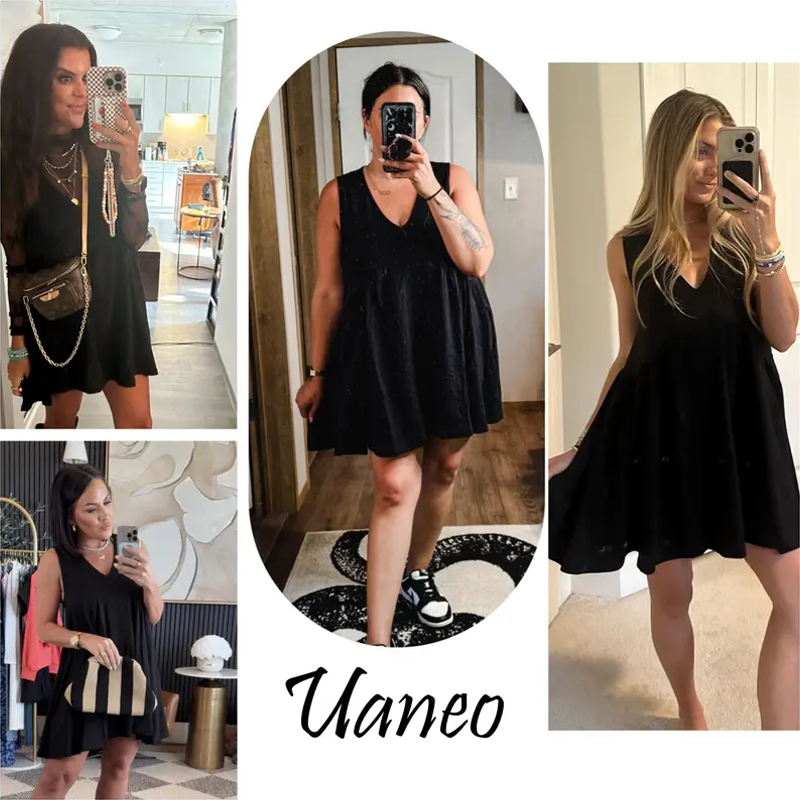 Special Sale❤️ Women's V-Neck Tank Sundress Summer Sleeveless A-Line Mini Dress Casual Loose Dresses with Pockets