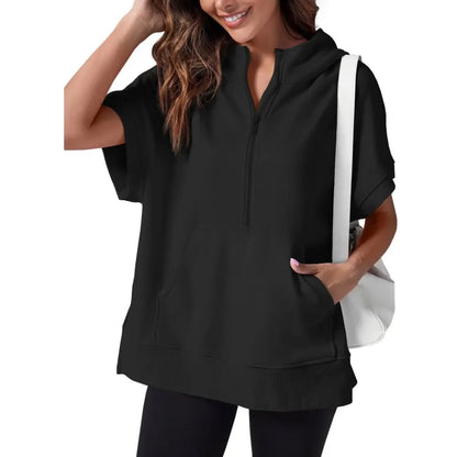 Women's Oversized Half Short Sleeve Casual Sweatshirts
