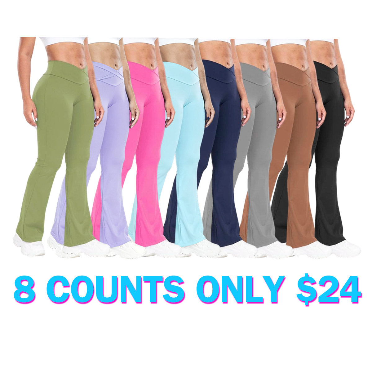 Women's Solid High Waist Flare Leg Sports Leggings