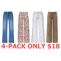 4-Pack (Glimma Mid Blue,Daisy Floral Print,LEOPARD PRINT,Isla Brown Leopard Print)