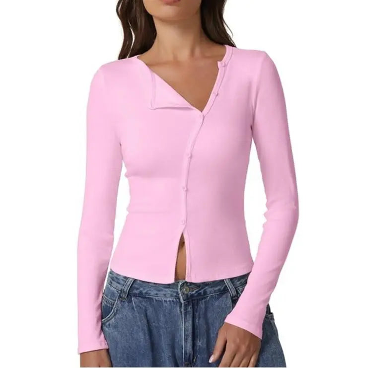 Women's Long Sleeve Ribbed Crewneck Shirts
