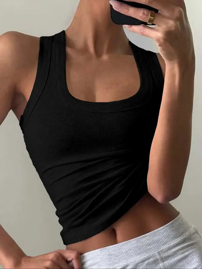 Women's Casual Slim-Fit Solid-Color Sleeveless Tank Top