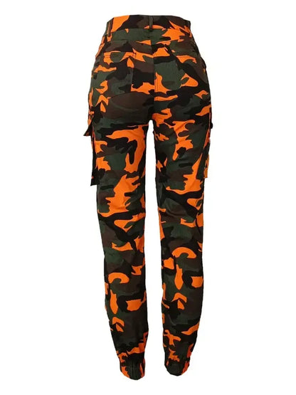Women's Camo Print Button Fly Cargo Pants