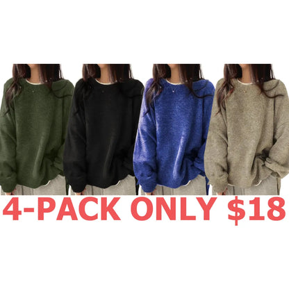 Women's Drop Shoulder Split Hem Sweater, Chic Casual Long Sleeve Round Neck Jumper