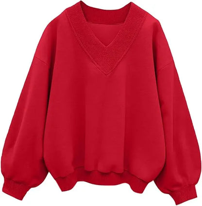 V Neck Oversize Sweatshirts