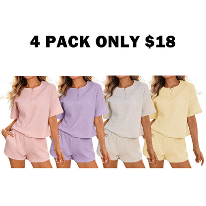 Women’s Waffle Knit 2 Piece Short Sets