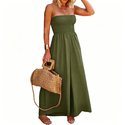 Women‘s Sleeveless Strapless Wide Leg Jumpsuits