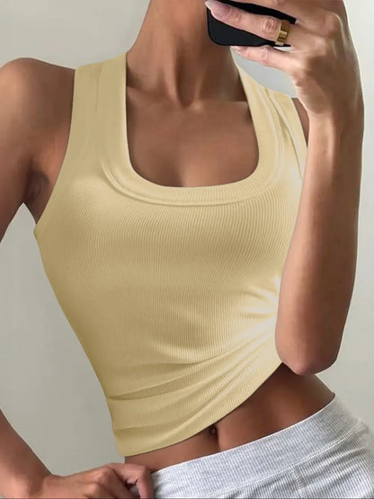 Women's Casual Slim-Fit Solid-Color Sleeveless Tank Top