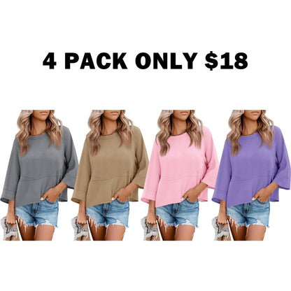 3/4 Batwing Sleeve Tops