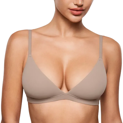 Women's Deep V, Unlined, Seamless, Wire-Free Triangle Bra