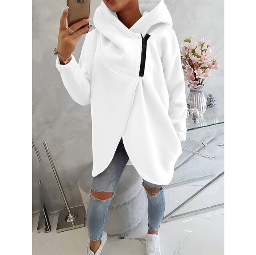 Women'S Plus Size Hooded Sweatshirt, Half-Zip Fashion Design