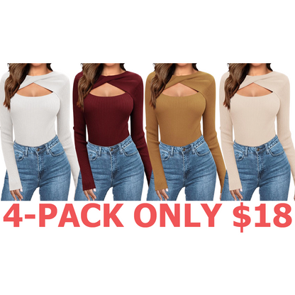 Women's Pullover Sweaters Long Sleeve Cutout Knit