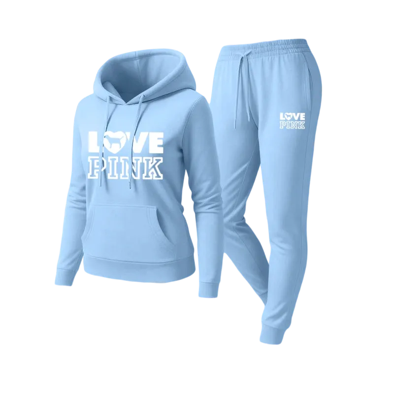 Two-piece set consisting of a letter-print sweatshirt and sweatpants.